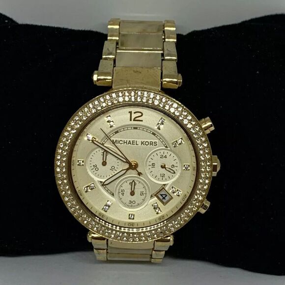 Michael Kors Parker Mk5632 Women's Gold Stainless Steel Analog Dial Watch PB21 - Picture 1 of 8